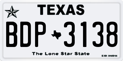 TX license plate BDP3138