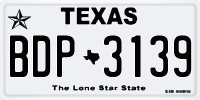 TX license plate BDP3139