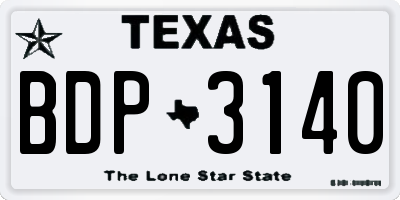 TX license plate BDP3140