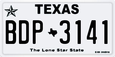 TX license plate BDP3141