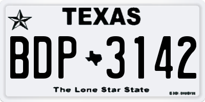 TX license plate BDP3142
