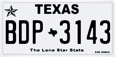 TX license plate BDP3143