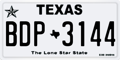 TX license plate BDP3144