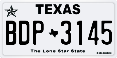 TX license plate BDP3145