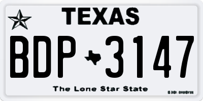 TX license plate BDP3147