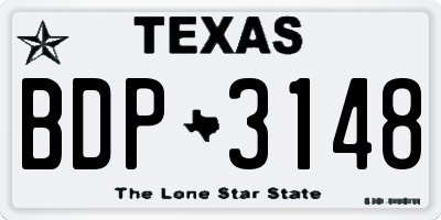 TX license plate BDP3148