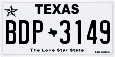 TX license plate BDP3149