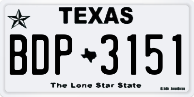 TX license plate BDP3151