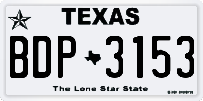 TX license plate BDP3153
