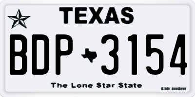 TX license plate BDP3154