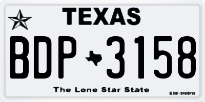 TX license plate BDP3158