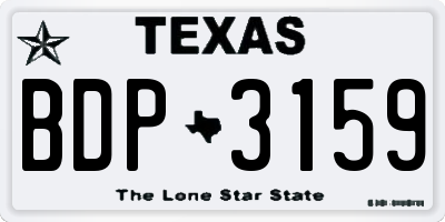 TX license plate BDP3159