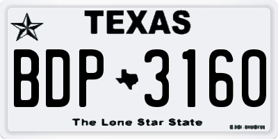 TX license plate BDP3160