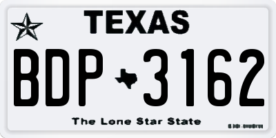 TX license plate BDP3162