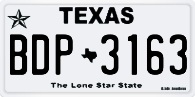 TX license plate BDP3163
