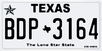 TX license plate BDP3164