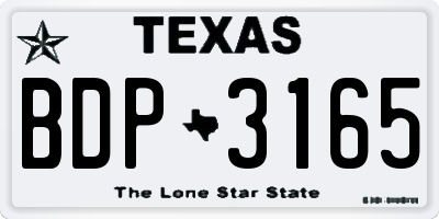 TX license plate BDP3165
