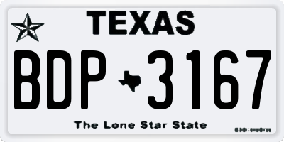 TX license plate BDP3167