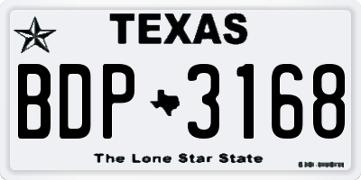 TX license plate BDP3168