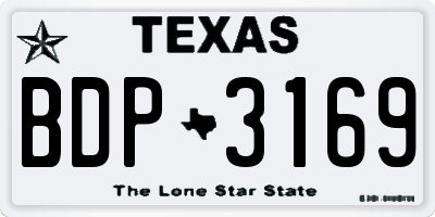 TX license plate BDP3169
