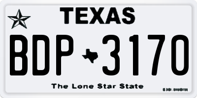 TX license plate BDP3170