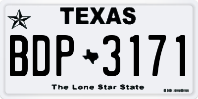 TX license plate BDP3171
