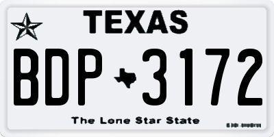 TX license plate BDP3172