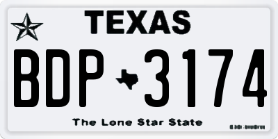 TX license plate BDP3174