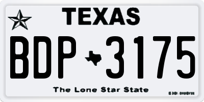TX license plate BDP3175
