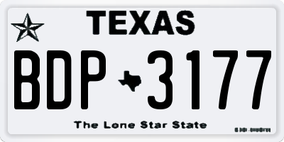 TX license plate BDP3177
