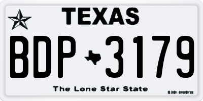 TX license plate BDP3179