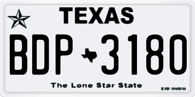 TX license plate BDP3180