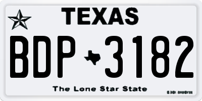TX license plate BDP3182
