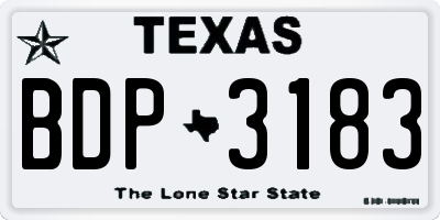 TX license plate BDP3183