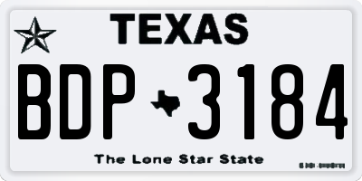 TX license plate BDP3184