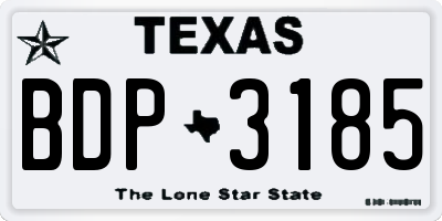 TX license plate BDP3185
