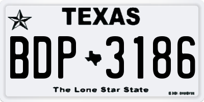 TX license plate BDP3186