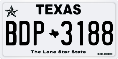 TX license plate BDP3188