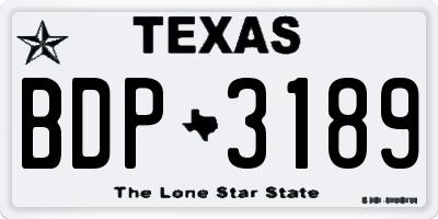 TX license plate BDP3189