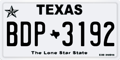 TX license plate BDP3192