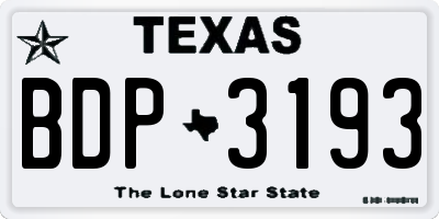 TX license plate BDP3193