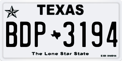 TX license plate BDP3194