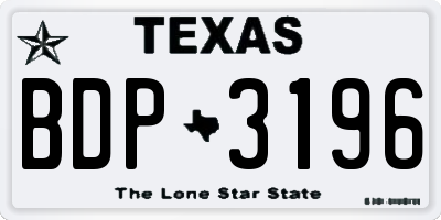 TX license plate BDP3196