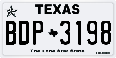 TX license plate BDP3198