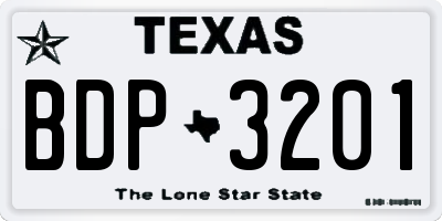 TX license plate BDP3201