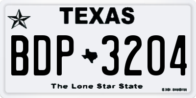 TX license plate BDP3204