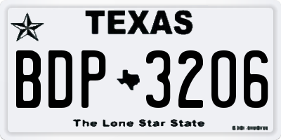 TX license plate BDP3206