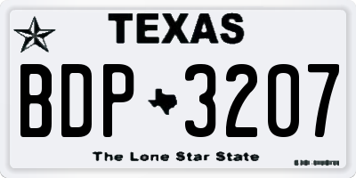 TX license plate BDP3207