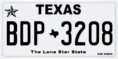 TX license plate BDP3208