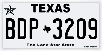 TX license plate BDP3209